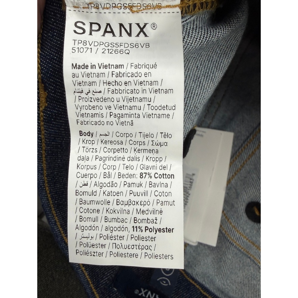 Spanx Womens Large Flare Jeans Raw Indigo Wash Stretch Denim L NEW - Picture 7 of 10